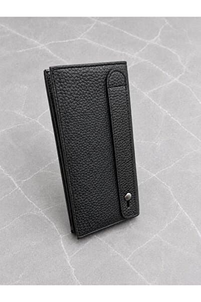 JR Boutique Erkek Siyah Suni Deri El Çantası Cüzdan Telefon Bölmeli Çoklu Kartlık Portföy