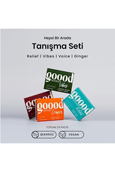 Goood Nutrition Goood Tanışma Kiti – 4 Farklı Bitkisel Pastil (Vibes, Voice, Ginger, Relief) - Toplam 24 Pastil