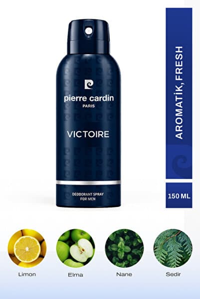 Pierre Cardin Victoire Erkek Deodorant|Aromatik Fresh|Limon, Elma, Nane, Vetiver