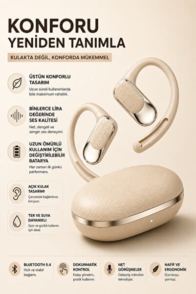 Ayers Premium Yapay Zeka Destekli Açık Kulak Clip-On Kulaklık, ChatGPT & DeepSeek AI, Gerçek Zamanlı Çeviri Kulaklık, Unisex - Kadın-Erkek Kulaklık