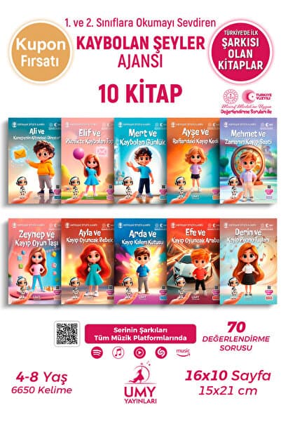 UMY Yayınları Kaybolan Şeyler Ajansı Serisi -Değerlendirme Sorularıyla 1. Sınıf ve 2. Sınıflar Okuma Kitabı Serisi - 10 Kitap