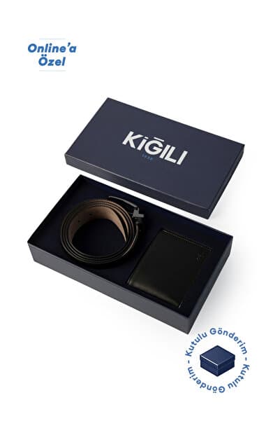 Kiğılı 2'li Cüzdan & Kemer Seti Hediye Kutulu Set