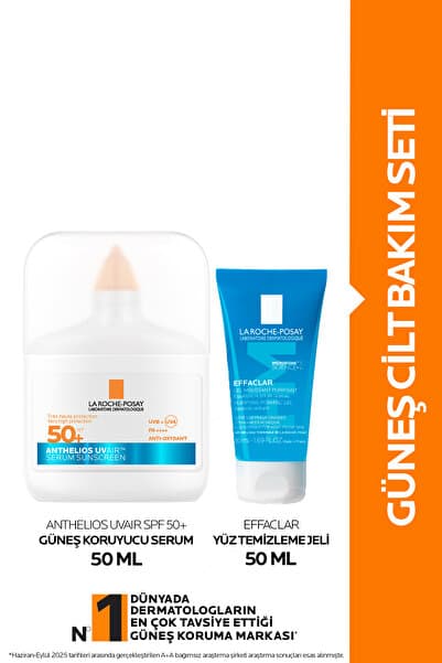 La Roche Posay Güneş Bakım Seti: Anthelios UVAIR SPF50+ Güneş Koruyucu Serum 50ml&Effaclar Yüz Temizleme Jeli 50ml