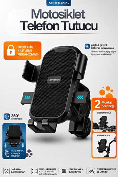 Motobros Motosiklet Telefon Tutucu Motor Telefon Tutucu ER-2 Tak-Çıkar Ayna ve Gidon Bağlatılı Bisiklet / Scooter uyumlu