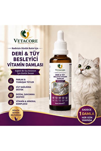 Tüy Dökülmesi Önleyici,Tüy Sağlığı Destekleyici Kediler için Biyotin’li B Complex Damla 50ml
