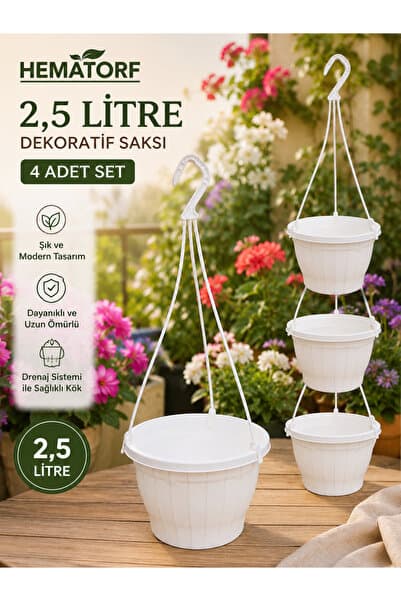 Hematorf Askılı Makrome Saksı 3,5 litre-4 adet