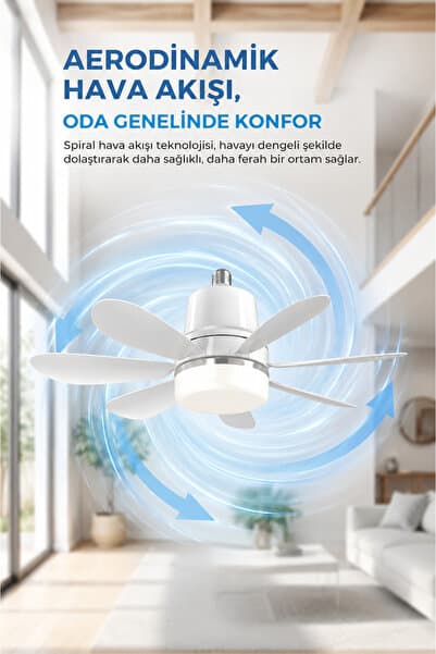 ROBO LED Işıklı Tavan Vantilatörü – 50 cm, 7 Kanat, E27 Duy, Uzaktan Kumandalı