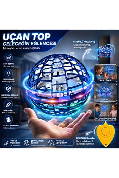 Kılıfsiparis Ufo Uçan Top Dönen El Sensörlü Şarjlı 360° Dönen Mini Drone Helikopter ( Karışık renk gönderilmektedir! )