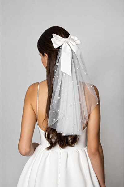 ecrin tuhafiye hobi Kırık Beyaz İncili Ve Taraklı Gelin Aksesuarı Nikah Kebi Vualet, Gelin Duvağı