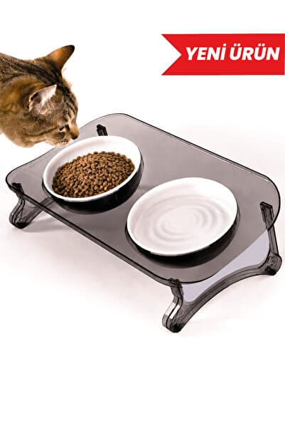 ATA HOME Kedi Mama Kabı, Kedi Köpek Mama ve Su Kabı, Çift Kaseli 15° Eğimli Yükseltilmiş Mama Kabı