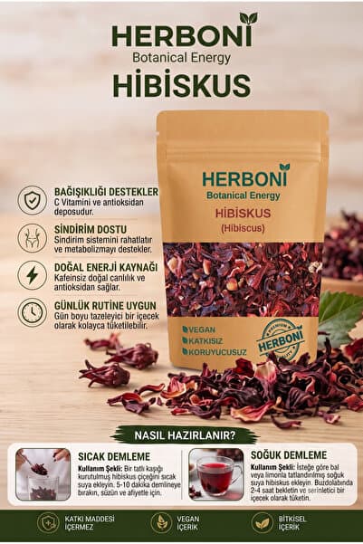 HERBONİ Hibiskus Çayı 50g, Doğal ve Katkısız