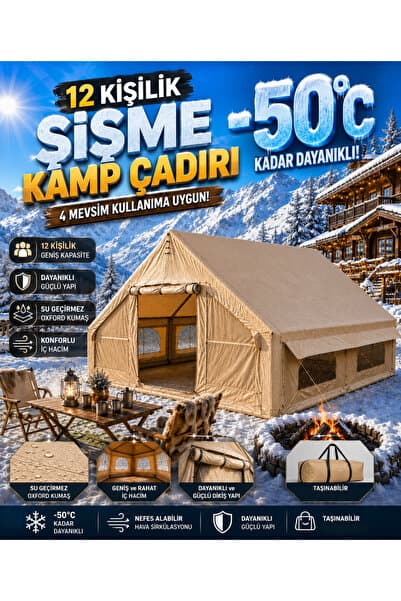 Havana 12 Kişilik ŞİŞME Plaj Kamp Tatil Çadırı Oxford Kumaşlı Pompalı Büyük Çadır