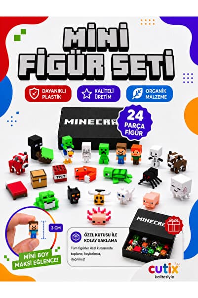 Cutix Oyuncak Mini Figür Seti - Blok Oyun Minik Figürler Çocuk Oyuncakları Doğum Günü Minecraft Hayranları İçin Figürler