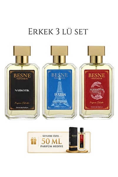besneparfum Besne Parfüm Narkotik, Paris & afrodızyak Effect 3’lü Premium Set (Extrait De Parfum)