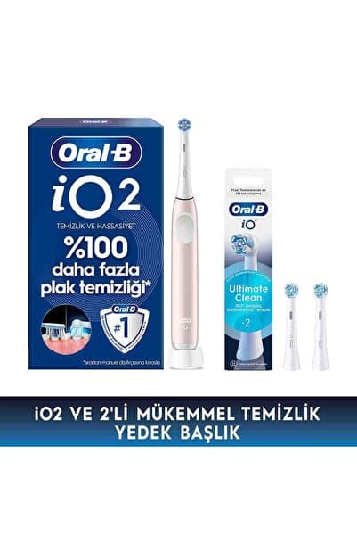 Oral-B iO2 Pembe Elektrikli/Şarjlı Diş Fırçası 2 Yedek Başlıklı Üstün Temizlik Seti