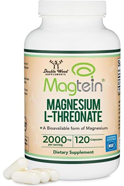 Double Wood Supplements Magnesium L Threonate, Magtein - NSF Certified - Sleep and Cognitive Support – High Absorption – Most Bioavailable Form of Magnesium – 2,000 mg – 120 Capsules
