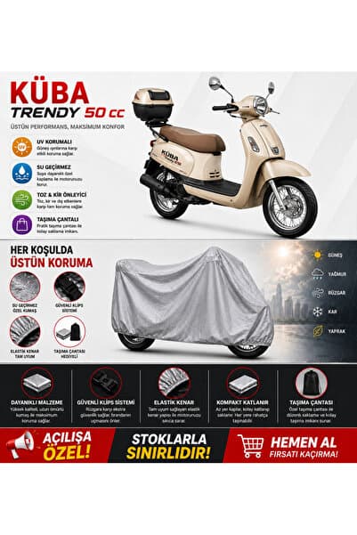 COCEM Küba Trendy 50 cc Motor Brandası Arka Çanta Uyumlu Su Geçirmez UV Korumalı Gri