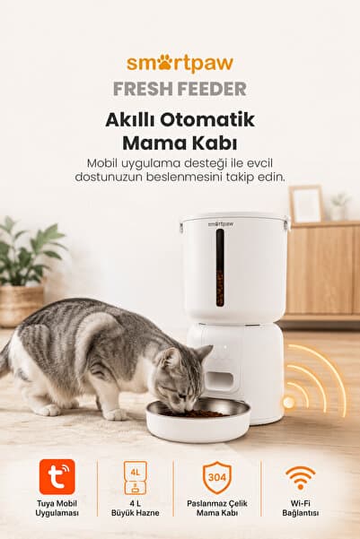 SMARTPAW Fresh Feeder / 4L Akıllı Otomatik Mama Kabı Paslanmaz Çelik APP Kontrollü