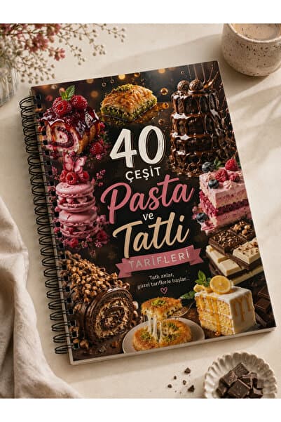 Eseran Print 40 Çeşit Pasta ve Tatlı Tarifleri – Spiral Ciltli Tarif Defteri