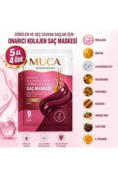 MUCA Kolajen Saç Maskesi Dökülen ve Geç Uzayan Saçlar İçin Onarıcı Keratin Saç Bakım Maskesi 30 ml