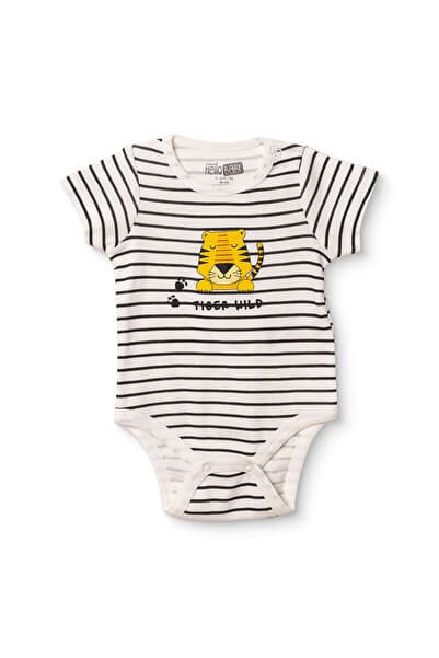 ebebek Hello Baby HelloBaby Erkek Bebek Body Hayvan Baskılı Çıtçıtlı Çıtçıtlı Yaka Kısa Kol