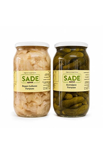 Sade Organik Lahana ve Kornişon Turşu 2x1000 g. 2'li Paket