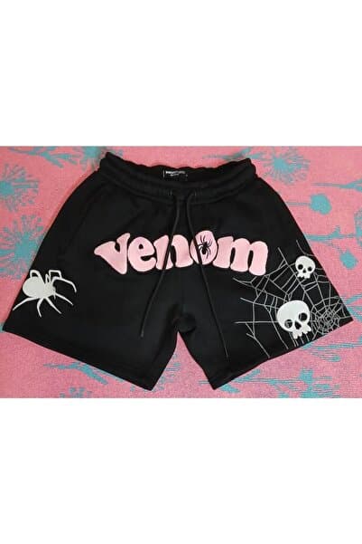 classy moda Venom Baskılı Siyah Şort