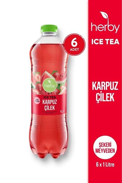 Herby Ice Tea Karpuz Çilek Soğuk Çay 1 Litre x 6 Adet