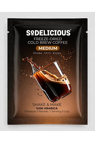 SODELICIOUS COFFEE TEA Sodelicious Shake & Make Gerçek Cold Brew Soğuk Kahve | Medium Roast | 20 Tek Kullanımlık Sachet × 6
