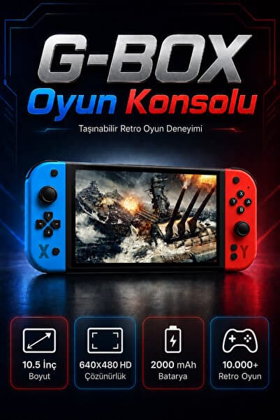 HARVOX G-BOX Oyun Konsolu Yeni Nesil El Atarisi 2000 Mah Batarya 10.000+ Oyun 7inç Hd Ekran