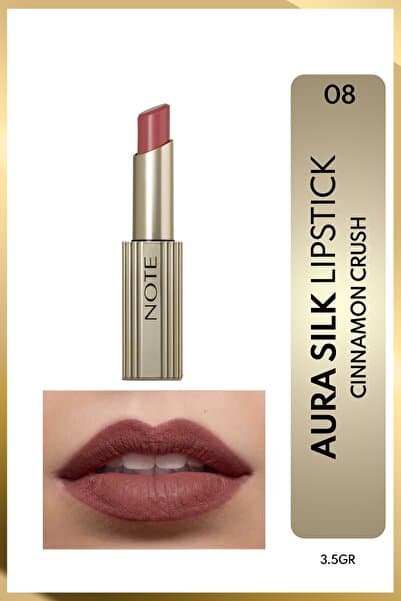 Note Cosmetics Aura Silk Lipstick Kremsi Yarı Parlak Ruj 08 Cinnamon Crush - Kahverengi