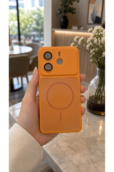 TechTrove Redmi Note 14 4G İçin Uyumlu Manyetik Şarj Destekli Darbe Emici Lens Korumalı Mat Füme Kılıf
