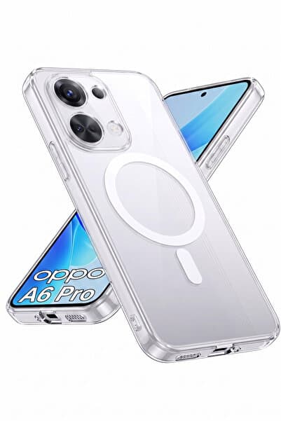 Rivor Oppo A6 Pro Uyumlu Kılıf Kamera Yükseltili Magsafe Şarj Özellikli Şeffaf Yüzey Sert Kapak