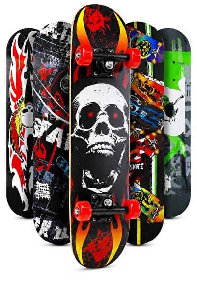 Telvesse Orta Boy Kaykay 60 cm 8 Katmanlı Canlı Desenli Kemik Teker Kaymaz Skateboard 2406