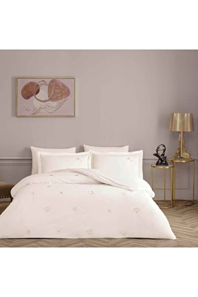 Linens Premium Dandelo Pamuk Brode King Nevresim Takımı Beyaz