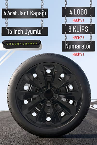 Routicar Citroen Jant Kapağı Seti 4 Adet 15" inç Piano Black ( C-Elysse C1 C2 C3 C4 Berlingo Nemo ) S024
