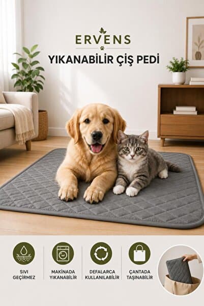 Ervens Home Yıkanabilir Kapitone Sıvı Geçirmez Kedi/Köpek Çiş Pedi-Ped Training Pad
