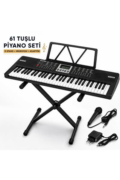 MultiZone Çocuklar İçin 61 Tuşlu Dijital Org X Stand Mikrofonlu 100 Ton 100 Ritim Piyano Minik Müzisyen
