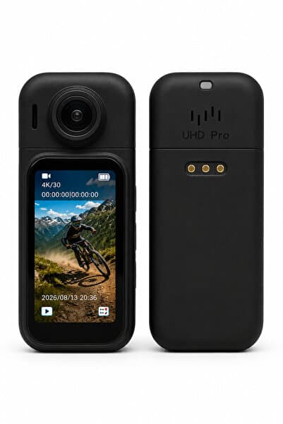 Bubitechh 4K Wifi Mini Aksiyon Kamera 30M Su Geçirmez Kılıflı Manyetik Klipsli Dokunmatik Ekran 180 dönebilen lens