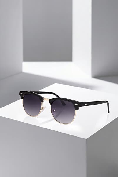 Unisex Güneş Gözlüğü Uv400 Koruma Siyah Renk Çerçeve Gold Plg-2076c1