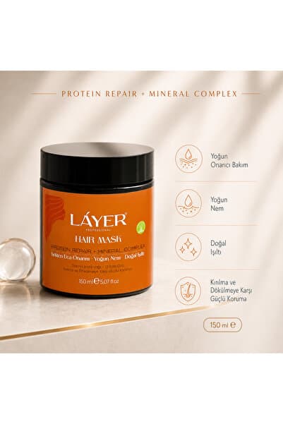 Layer Hair mask - Onarıcı ve Besleyici Saç Maskesi – Kuru ve Yıpranmış Saçlar, 150 ml