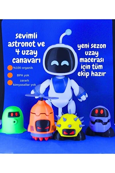 MODELİKA ASTRO OYUNCAK SETİ 5'Lİ ASTRO BoT ASTRONOT VE 4 ASTRO RoBOT UZAYLISI ASTROBOT ORGANİK HAM MADDE