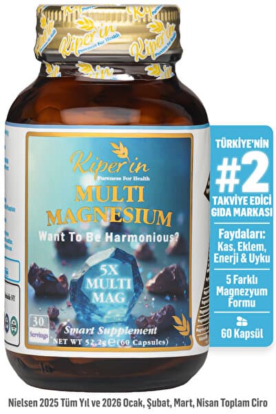 5x Çoklu Magnezyum (Taurat, Bisglisinat, Malat, Sitrat, L-Treonat) 60 Kapsül | Akıllı Gıda Takviyesi