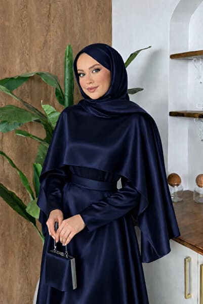 SUWWE Stella Pelerin Detaylı Saten Abiye