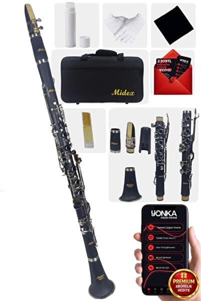 Midex Bns-6000 Sol Klarnet 6 Yüzüklü (askı Çanta Kamış Bez Eldiven)
