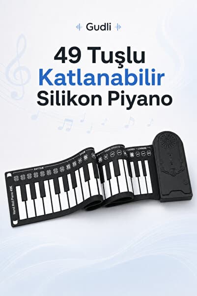 Gudli 49 Tuşlu Katlanabilir Slikon Piyano Taşınabilir, Hafif ve Çok Fonksiyonlu Dijital Piyano