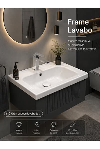 TURKUAZ Cerastyle Frame 50 x 38 Dolap Uyumlu Lavabo
