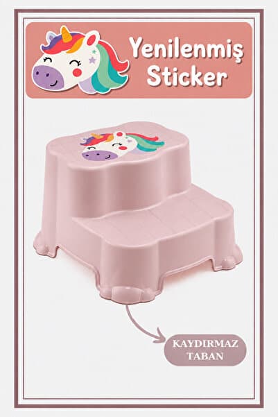 PONÇİK STORE Kaydırmaz Çocuk Basamağı - Çift Katlı Banyo Merdiven Yükseltici Bebek Basamağı