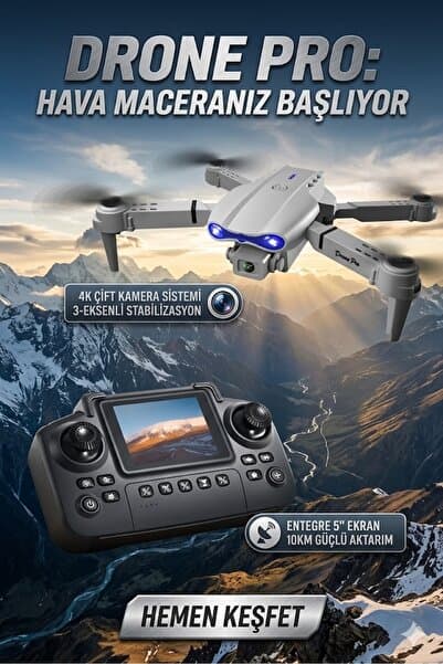 YAHYA KOSIF Drone R-09s Ekranlı Kumanda Yüksek Kalite Oto İniş Kalkış Destekli Katlanabilir Mini Drone