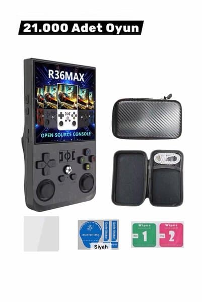 JOYCOR R36 Max 4.0 İnç IPS Ekran Retro Oyun Konsolu 21.000 Oyunlu Taşınabilir El Konsolu + Taşıma Çantası ve Kırılmaz Cam
